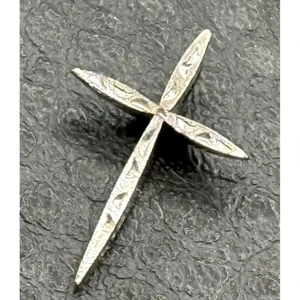 Sterling Silver Cross Etched Dainty Pendant Religious Christian Jewelry Charm